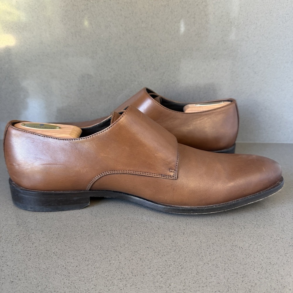 Hugo Boss Double Monk Strap Dress Shoes Mens 11 Brown Leather Buckle - Picture 5 of 16